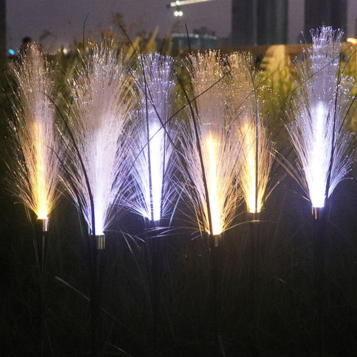 Éclairage paysager LED en fibre de roseau synthétique en acier inoxydable ABS solaire étanche Art Déco moderne pour lumière extérieure de patio extérieur 