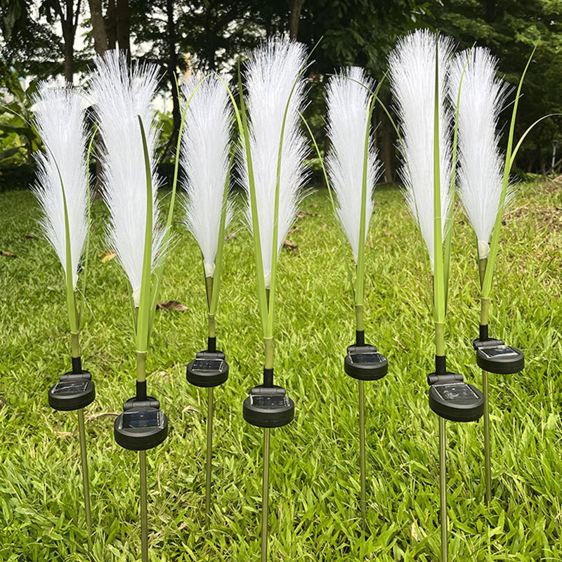 Éclairage paysager LED en fibre de roseau synthétique en acier inoxydable ABS solaire étanche Art Déco moderne pour lumière extérieure de patio extérieur 