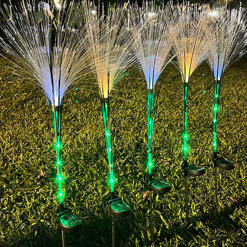 Éclairage paysager LED en fibre de roseau synthétique en acier inoxydable ABS solaire étanche Art Déco moderne pour lumière extérieure de patio extérieur 