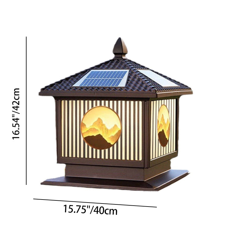 Moderne Art-Deco Wasserdichte Solar-Aluminium-Glas-Quadratische LED-Landschaftsbeleuchtung Außenleuchte Für Garten 