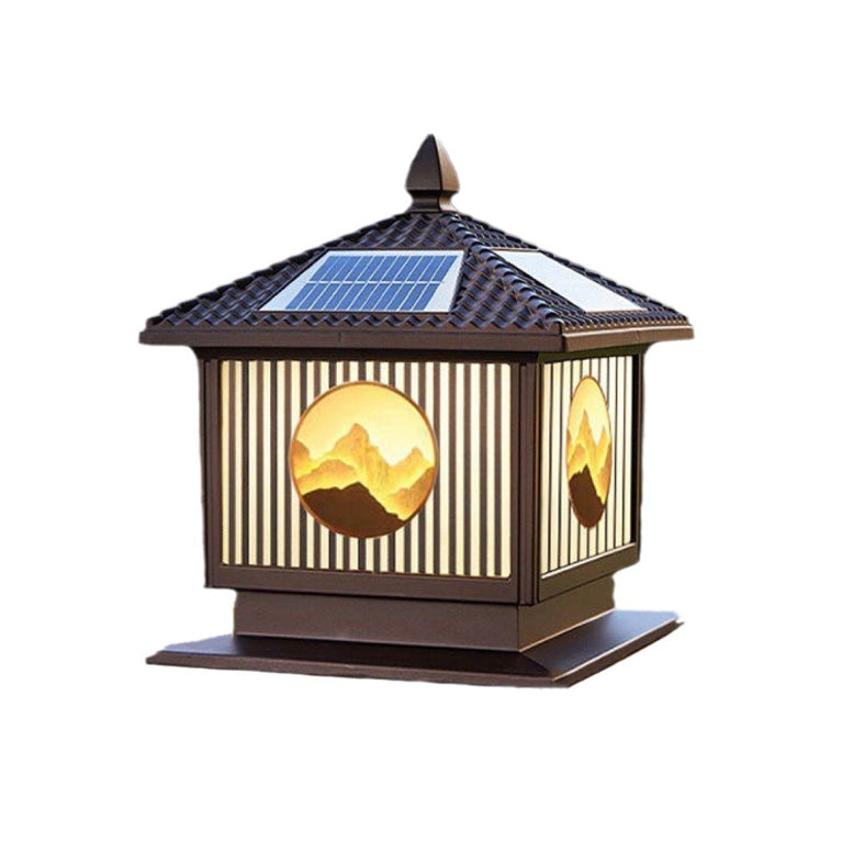 Moderne Art-Deco Wasserdichte Solar-Aluminium-Glas-Quadratische LED-Landschaftsbeleuchtung Außenleuchte Für Garten 