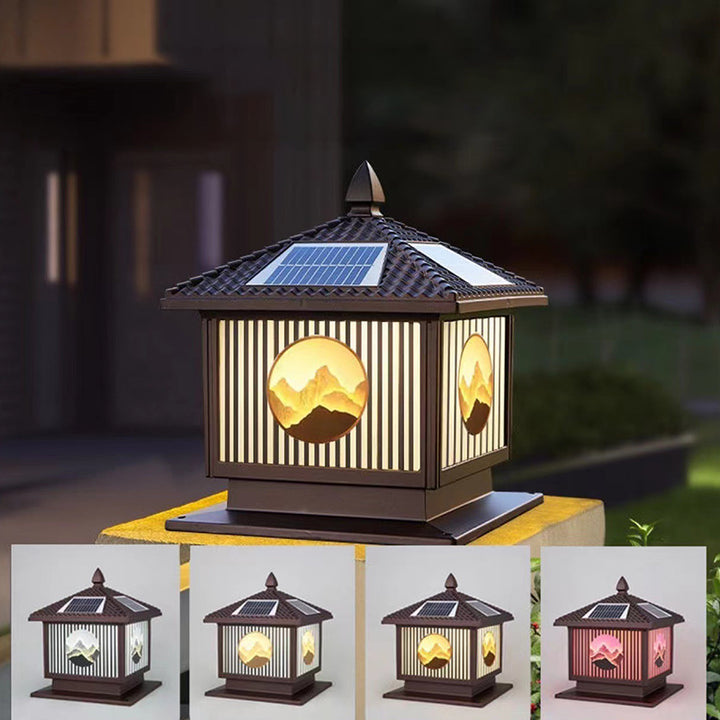 Éclairage extérieur moderne Art Déco solaire étanche en aluminium et verre carré à LED pour jardin 