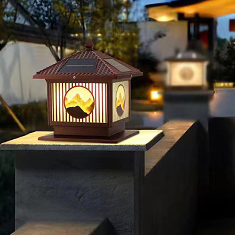 Moderne Art-Deco Wasserdichte Solar-Aluminium-Glas-Quadratische LED-Landschaftsbeleuchtung Außenleuchte Für Garten 