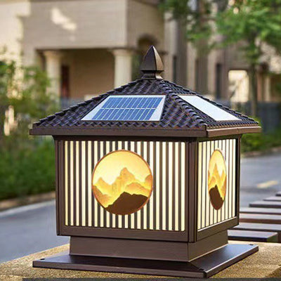 Moderne Art-Deco Wasserdichte Solar-Aluminium-Glas-Quadratische LED-Landschaftsbeleuchtung Außenleuchte Für Garten 