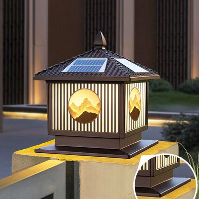 Moderne Art-Deco Wasserdichte Solar-Aluminium-Glas-Quadratische LED-Landschaftsbeleuchtung Außenleuchte Für Garten 