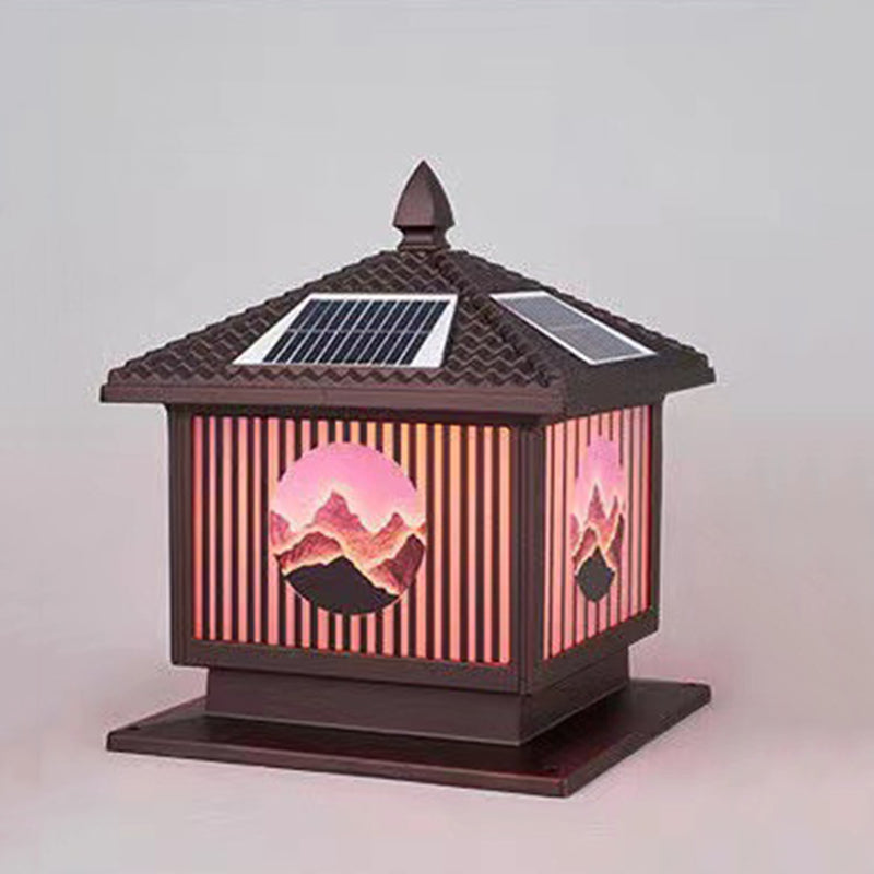 Moderne Art-Deco Wasserdichte Solar-Aluminium-Glas-Quadratische LED-Landschaftsbeleuchtung Außenleuchte Für Garten 