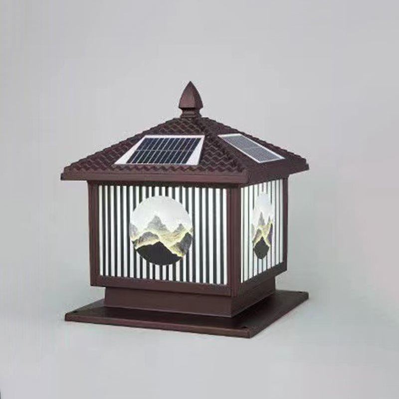 Moderne Art-Deco Wasserdichte Solar-Aluminium-Glas-Quadratische LED-Landschaftsbeleuchtung Außenleuchte Für Garten 