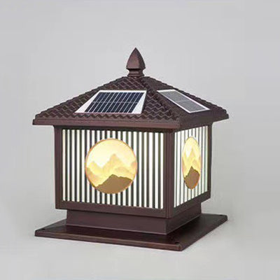 Moderne Art-Deco Wasserdichte Solar-Aluminium-Glas-Quadratische LED-Landschaftsbeleuchtung Außenleuchte Für Garten 
