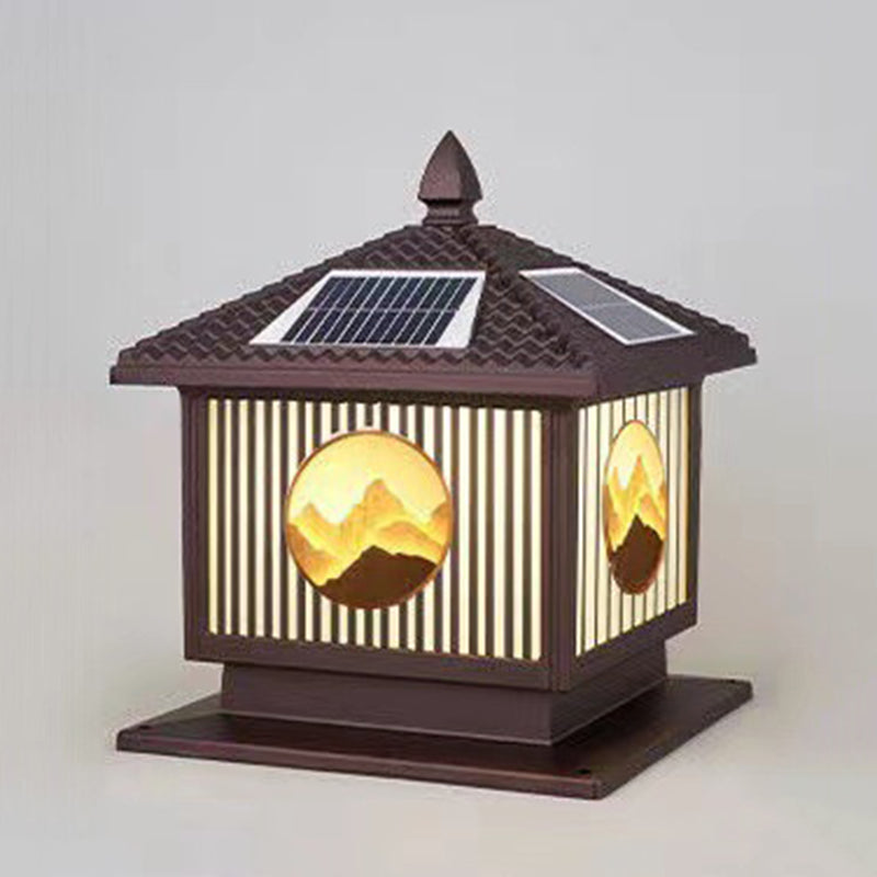 Moderne Art-Deco Wasserdichte Solar-Aluminium-Glas-Quadratische LED-Landschaftsbeleuchtung Außenleuchte Für Garten 