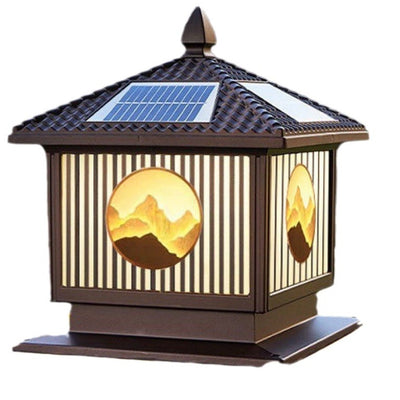 Moderne Art-Deco Wasserdichte Solar-Aluminium-Glas-Quadratische LED-Landschaftsbeleuchtung Außenleuchte Für Garten 