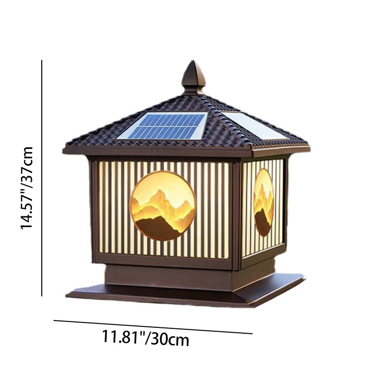 Moderne Art-Deco Wasserdichte Solar-Aluminium-Glas-Quadratische LED-Landschaftsbeleuchtung Außenleuchte Für Garten 