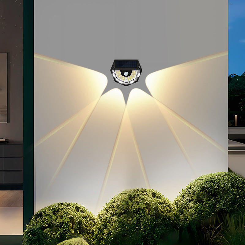 Moderne Art Deco wasserdichte Solar-ABS-PC-Halbkreis-LED-Wandleuchte für die Außenterrasse 