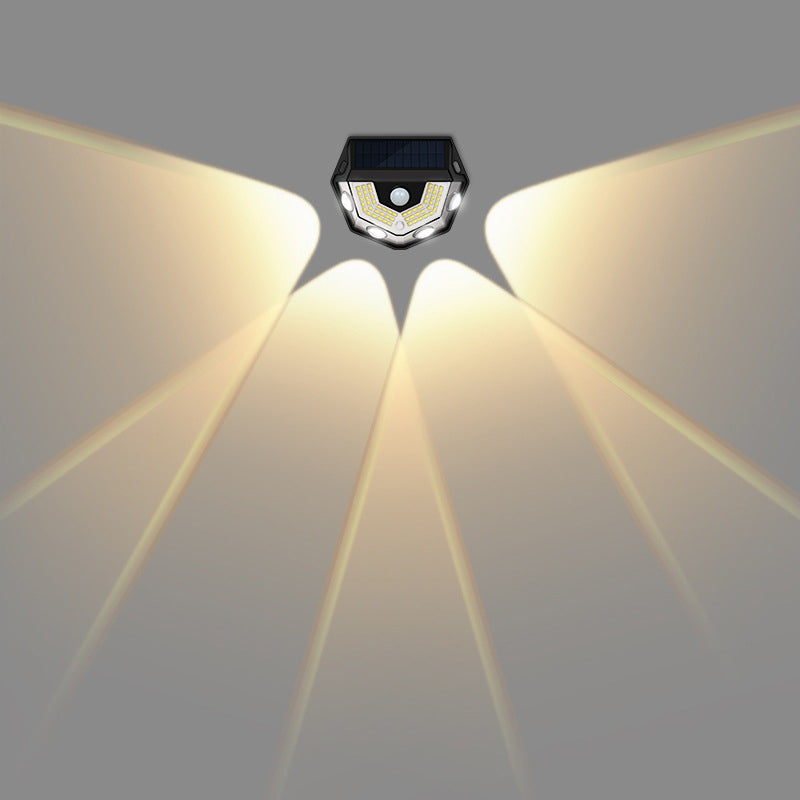 Moderne Art Deco wasserdichte Solar-ABS-PC-Halbkreis-LED-Wandleuchte für die Außenterrasse 