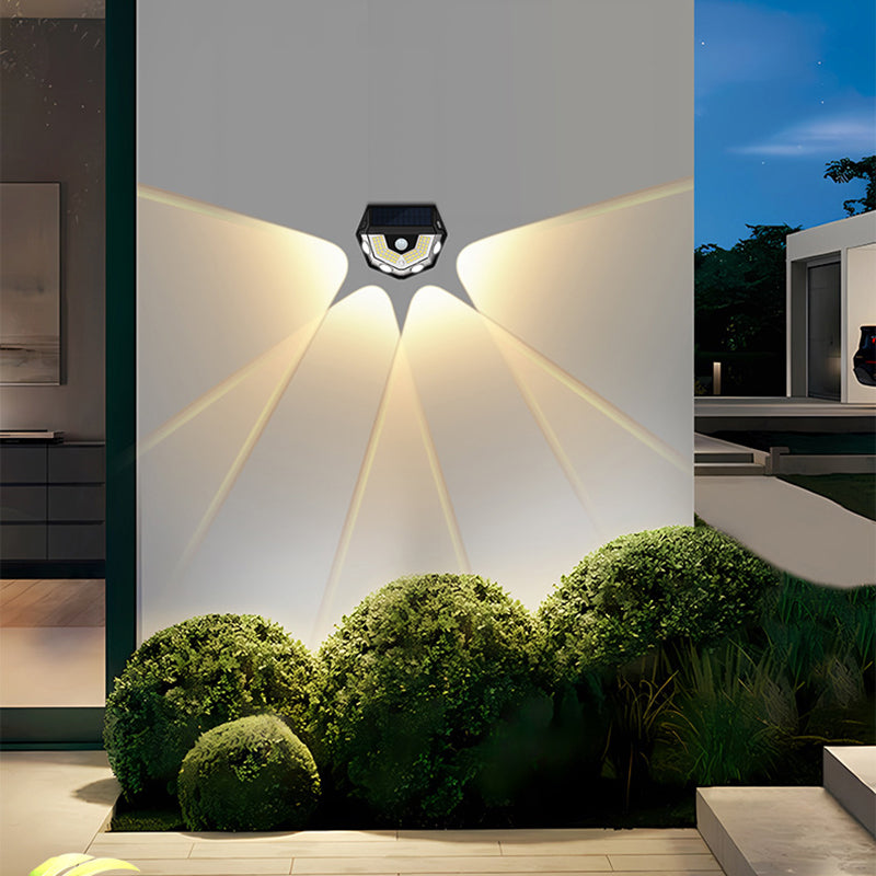 Moderne Art Deco wasserdichte Solar-ABS-PC-Halbkreis-LED-Wandleuchte für die Außenterrasse 