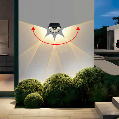 Moderne Art Deco wasserdichte Solar-ABS-PC-Halbkreis-LED-Wandleuchte für die Außenterrasse 