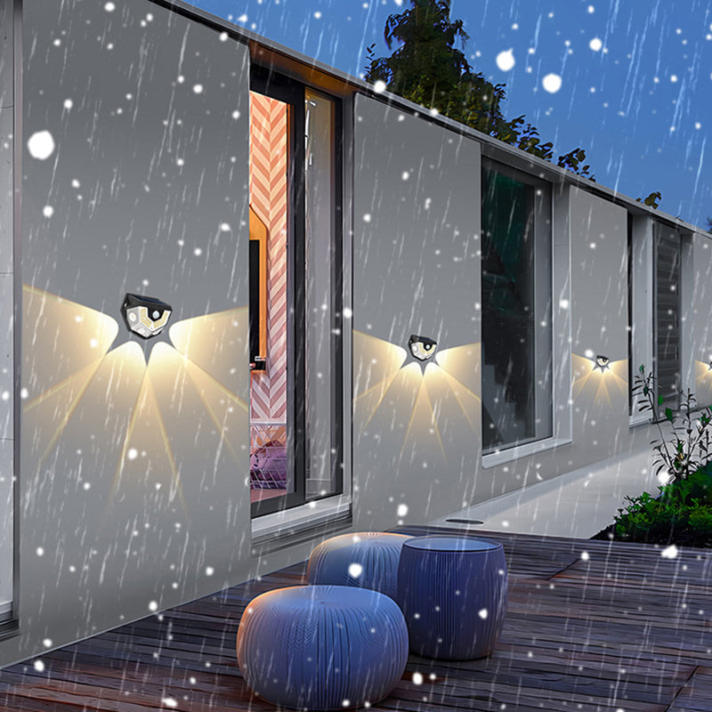 Moderne Art Deco wasserdichte Solar-ABS-PC-Halbkreis-LED-Wandleuchte für die Außenterrasse 