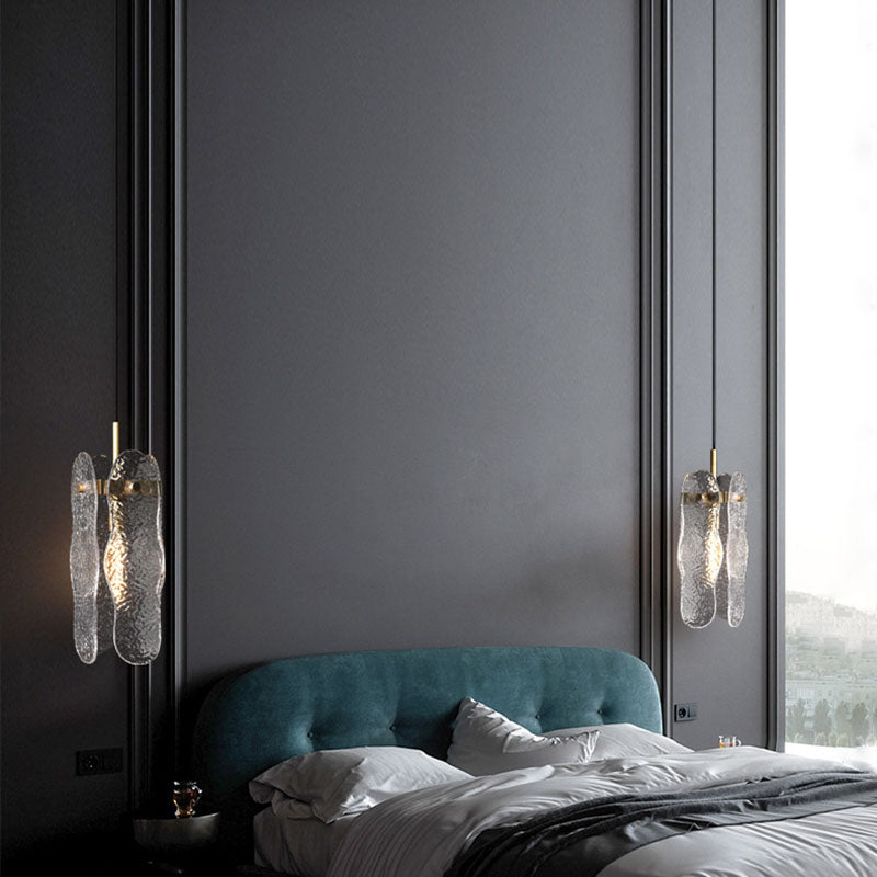 Modern Luxury Copper Glass Linear 1/2 Light Pendant Light For Living Room
