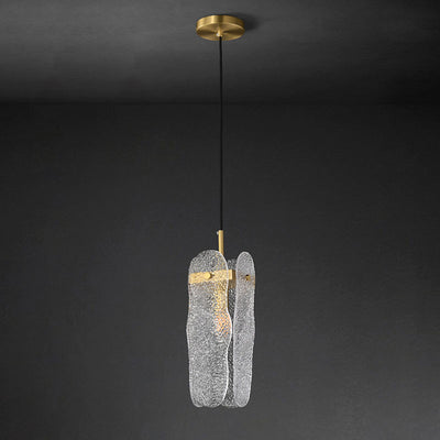 Modern Luxury Copper Glass Linear 1/2 Light Pendant Light For Living Room