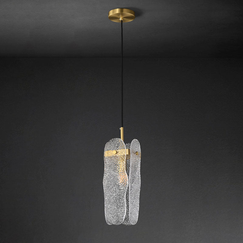 Modern Luxury Copper Glass Linear 1/2 Light Pendant Light For Living Room