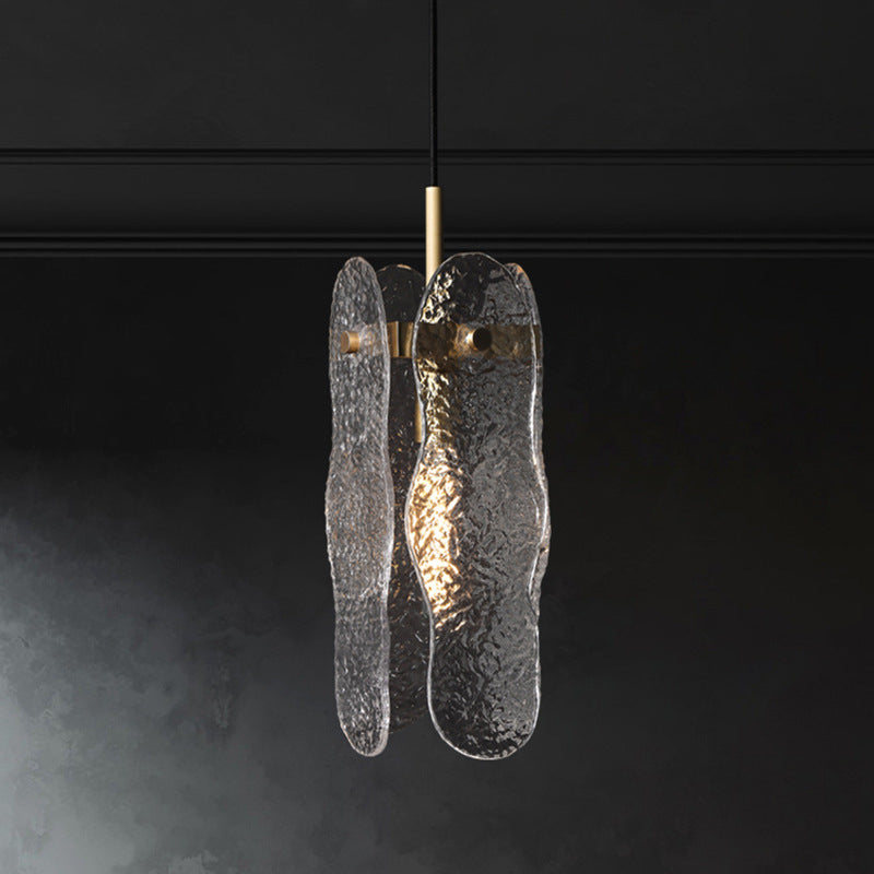 Modern Luxury Copper Glass Linear 1/2 Light Pendant Light For Living Room