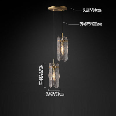 Modern Luxury Copper Glass Linear 1/2 Light Pendant Light For Living Room