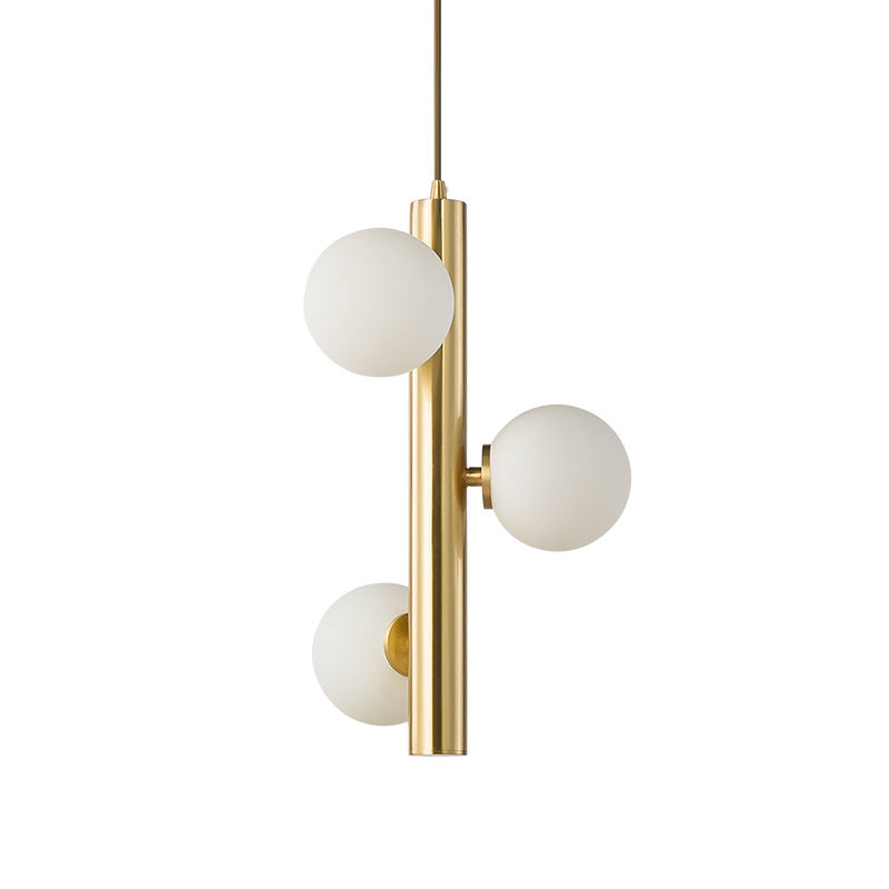 Contemporary Scandinavian Iron Copper Glass Strip 3-Light Pendant Light For Dining Room
