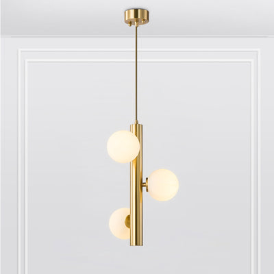 Contemporary Scandinavian Iron Copper Glass Strip 3-Light Pendant Light For Dining Room