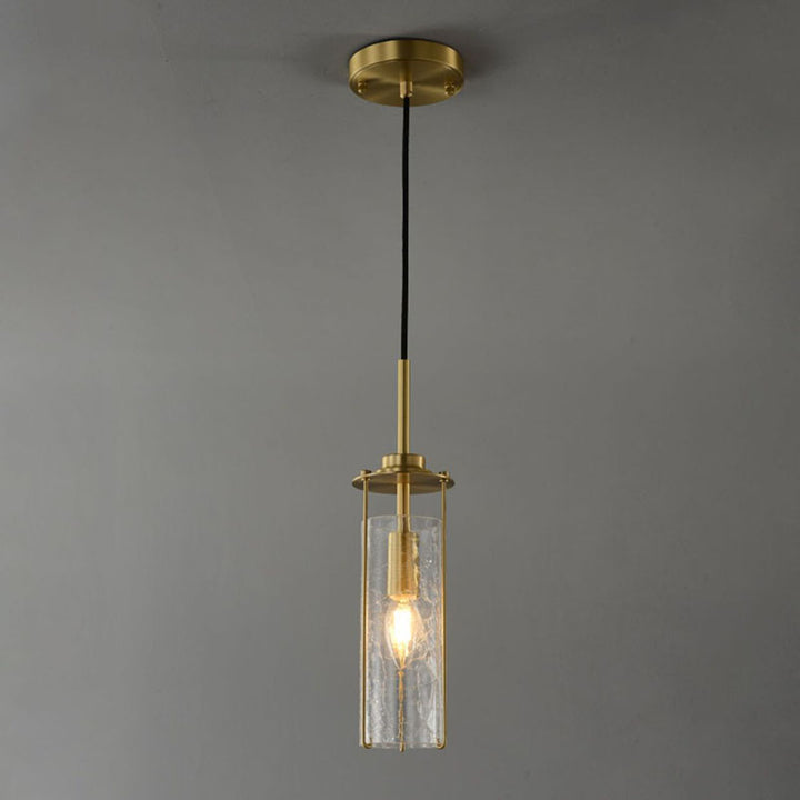 Modern Luxury Copper Glass Striped Linear 1/2 Light Pendant Light For Bedroom