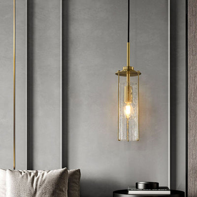 Modern Luxury Copper Glass Striped Linear 1/2 Light Pendant Light For Bedroom