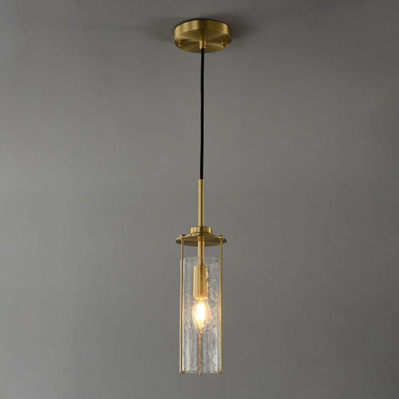 Modern Luxury Copper Glass Striped Linear 1/2 Light Pendant Light For Bedroom