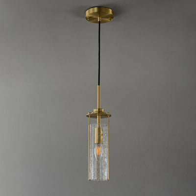 Modern Luxury Copper Glass Striped Linear 1/2 Light Pendant Light For Bedroom