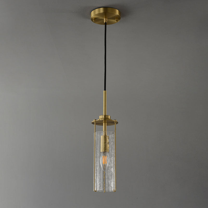Modern Luxury Copper Glass Striped Linear 1/2 Light Pendant Light For Bedroom