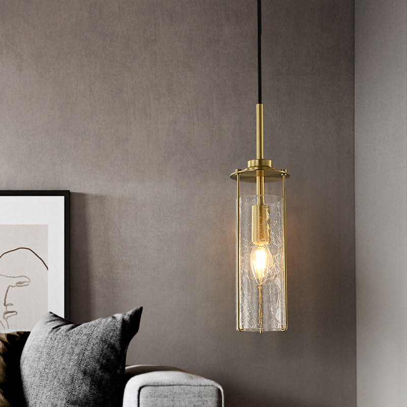 Modern Luxury Copper Glass Striped Linear 1/2 Light Pendant Light For Bedroom