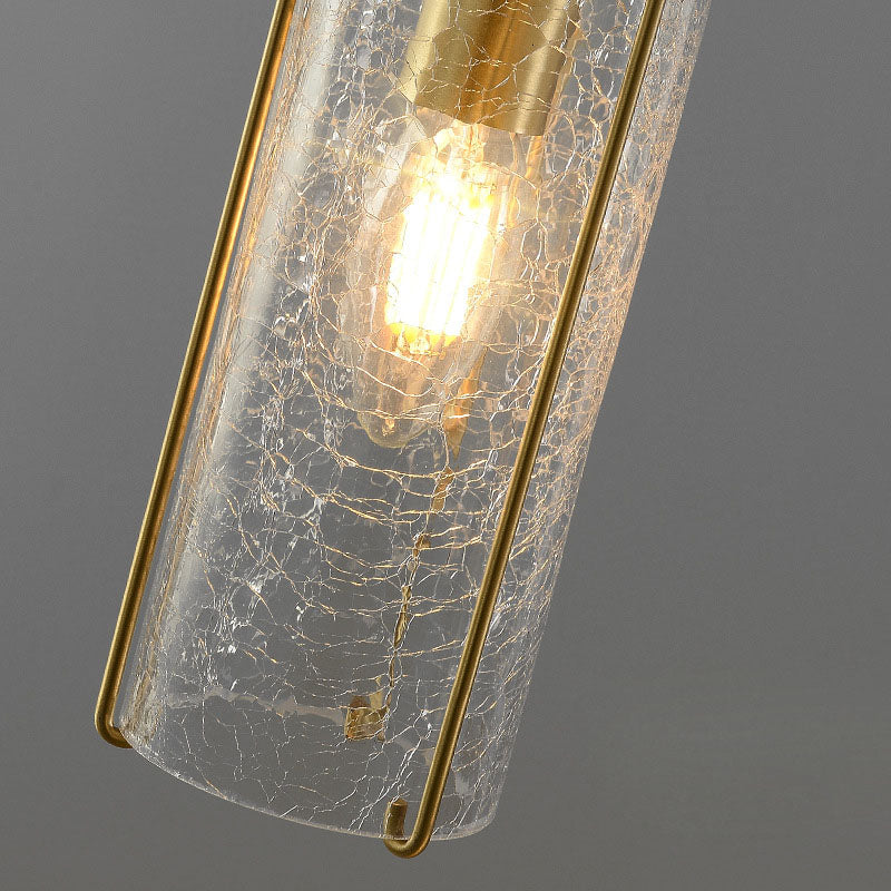 Modern Luxury Copper Glass Striped Linear 1/2 Light Pendant Light For Bedroom