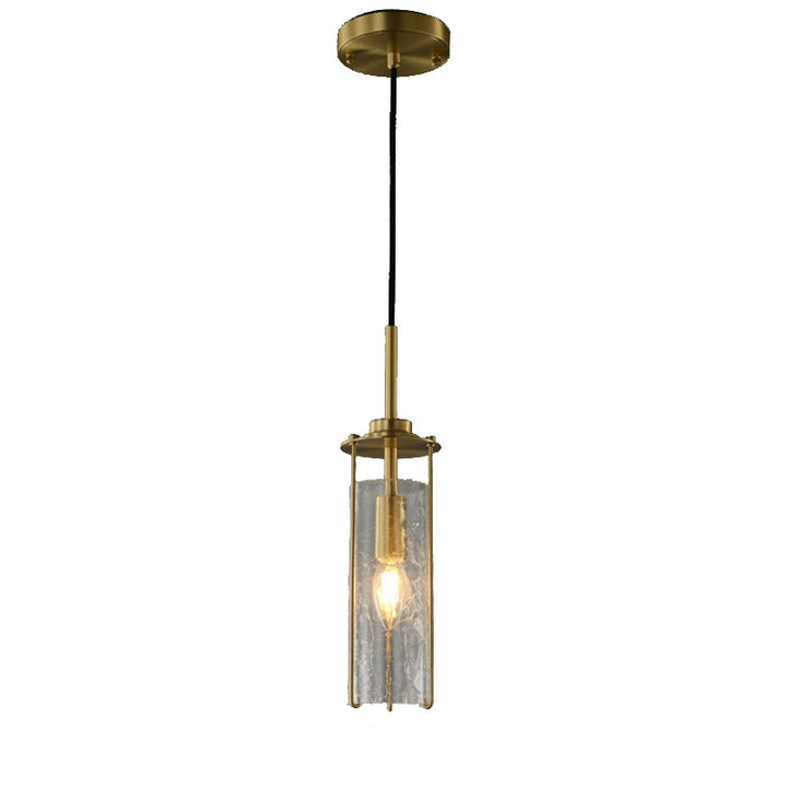 Modern Luxury Copper Glass Striped Linear 1/2 Light Pendant Light For Bedroom