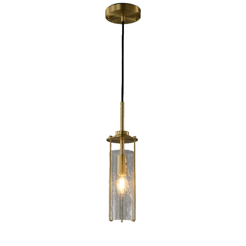 Modern Luxury Copper Glass Striped Linear 1/2 Light Pendant Light For Bedroom