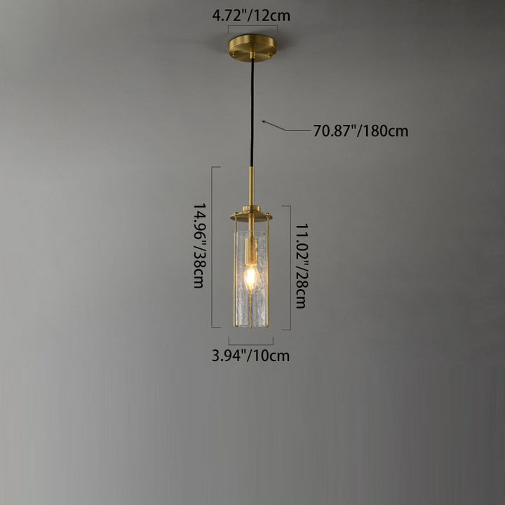 Modern Luxury Copper Glass Striped Linear 1/2 Light Pendant Light For Bedroom