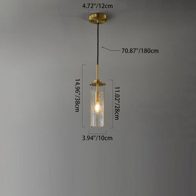 Modern Luxury Copper Glass Striped Linear 1/2 Light Pendant Light For Bedroom
