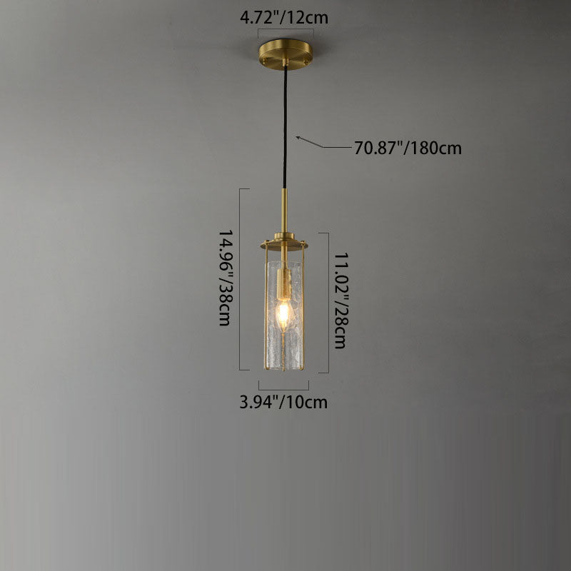 Modern Luxury Copper Glass Striped Linear 1/2 Light Pendant Light For Bedroom
