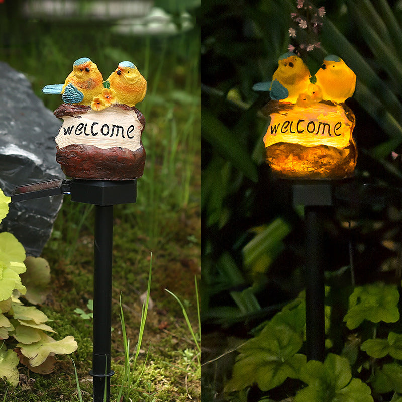 Moderne Art Deco wasserdichte Solar-PP-Harz-Vogeldekorative LED-Landschaftsbeleuchtung Außenleuchte für den Garten 