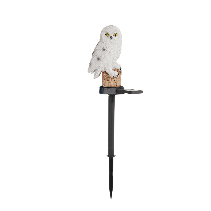 Éclairage paysager LED en résine solaire étanche Art Déco moderne pour extérieur avec hibou pour patio extérieur 