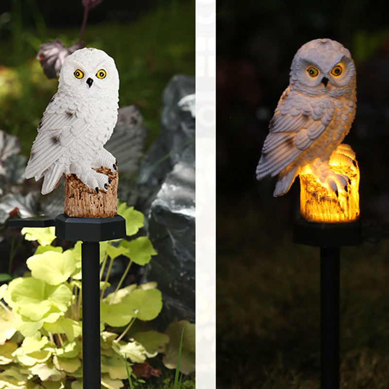 Éclairage paysager LED en résine solaire étanche Art Déco moderne pour extérieur avec hibou pour patio extérieur 