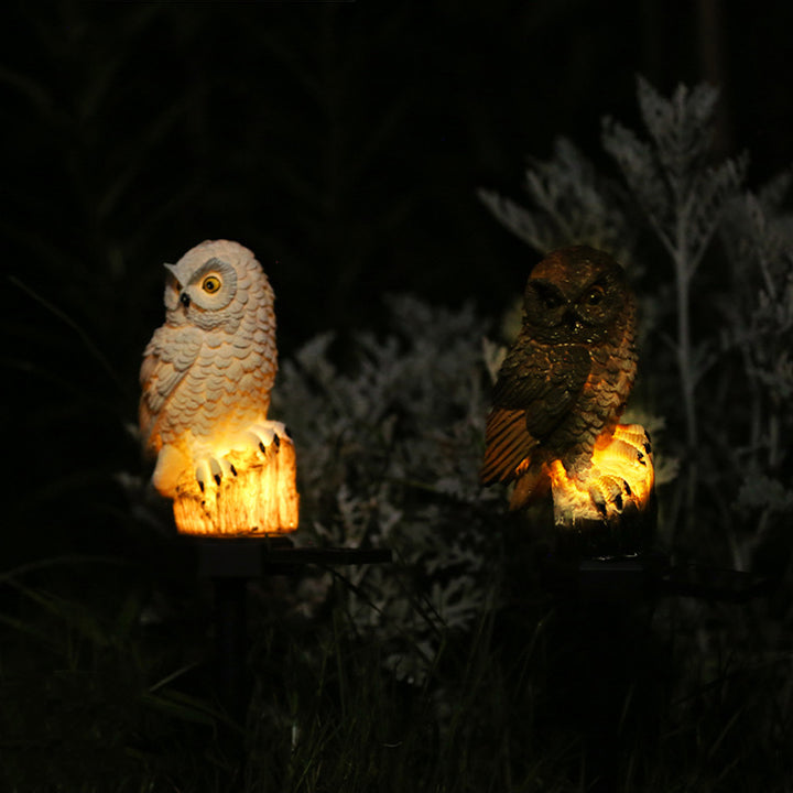 Éclairage paysager LED en résine solaire étanche Art Déco moderne pour extérieur avec hibou pour patio extérieur 