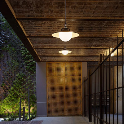 Contemporary Industrial Waterproof Solar Aluminum PC Round LED Pendant Light For Garden