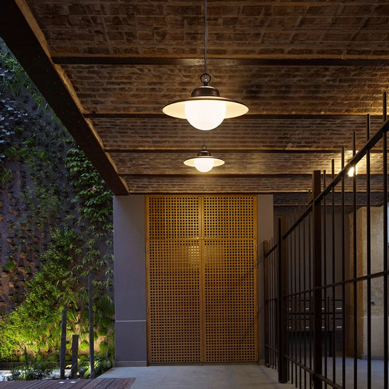 Contemporary Industrial Waterproof Solar Aluminum PC Round LED Pendant Light For Garden