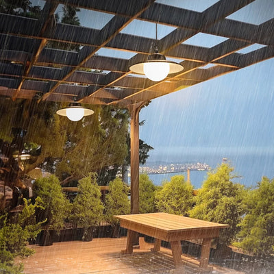 Contemporary Industrial Waterproof Solar Aluminum PC Round LED Pendant Light For Garden