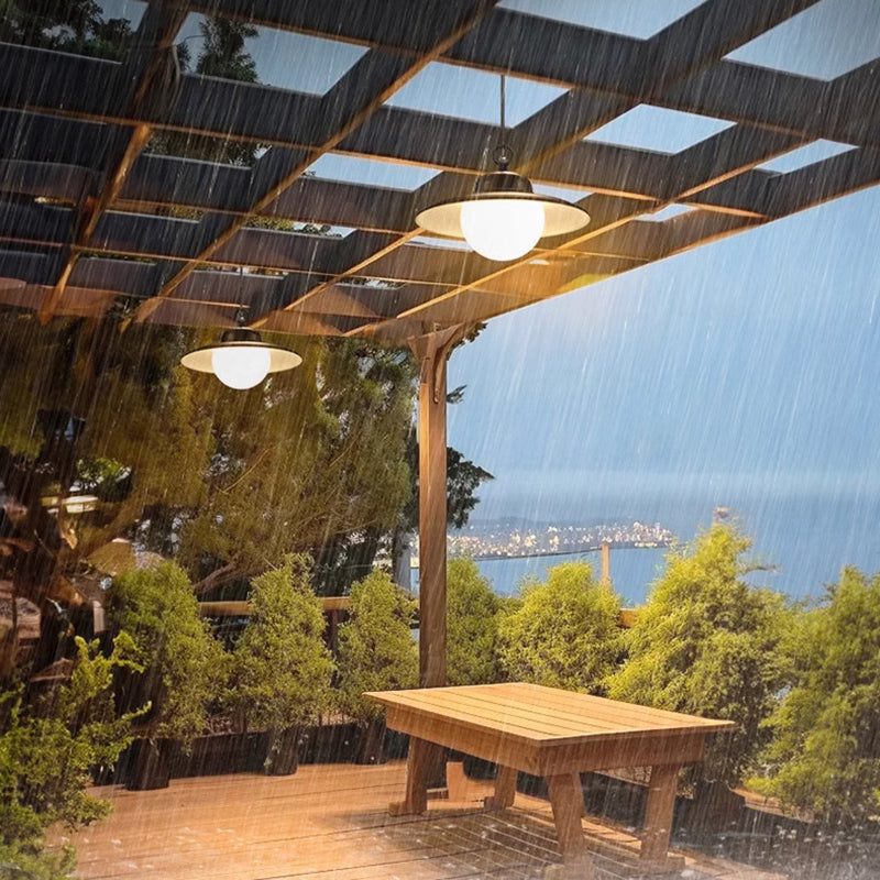 Contemporary Industrial Waterproof Solar Aluminum PC Round LED Pendant Light For Garden