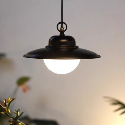 Contemporary Industrial Waterproof Solar Aluminum PC Round LED Pendant Light For Garden