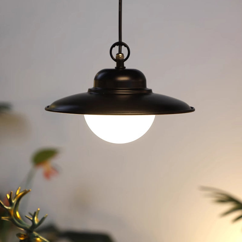 Contemporary Industrial Waterproof Solar Aluminum PC Round LED Pendant Light For Garden