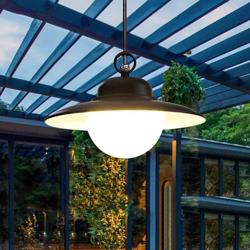 Contemporary Industrial Waterproof Solar Aluminum PC Round LED Pendant Light For Garden